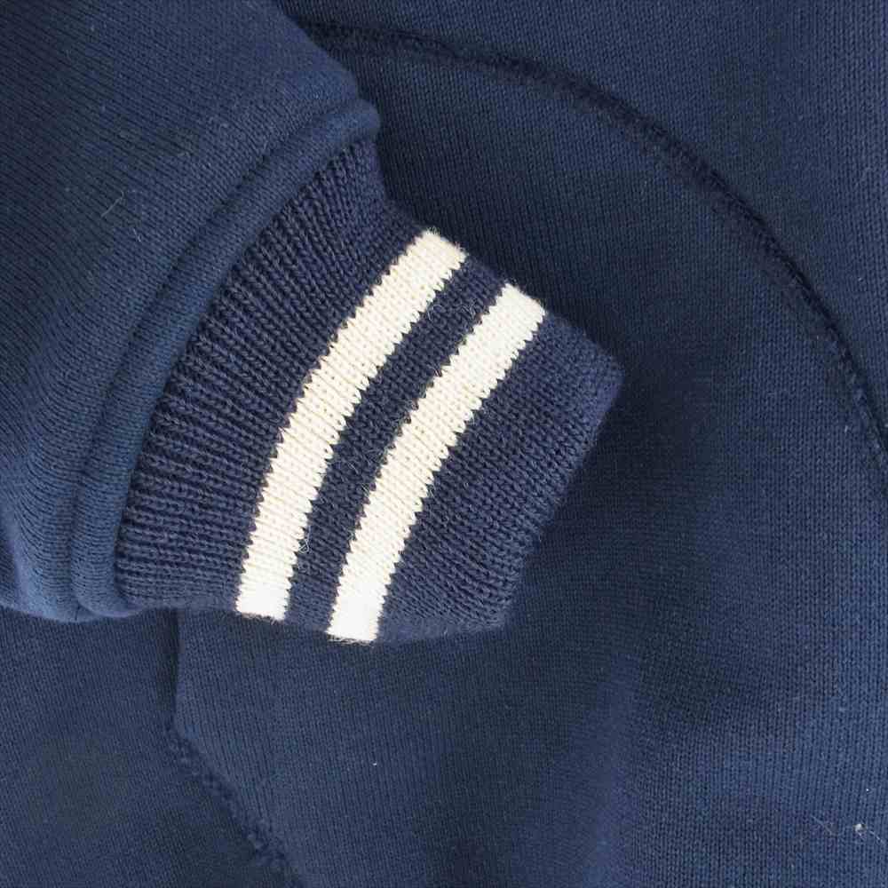 The REAL McCOY'S ザリアルマッコイズ MJ22125 SNAP BUTTON HOODED SWEATSHIRT DUNBAR スナップ ボタン フーデッド スウェットシャツ スタジャン アワード ジャケット ネイビー系 36【極上美品】【中古】