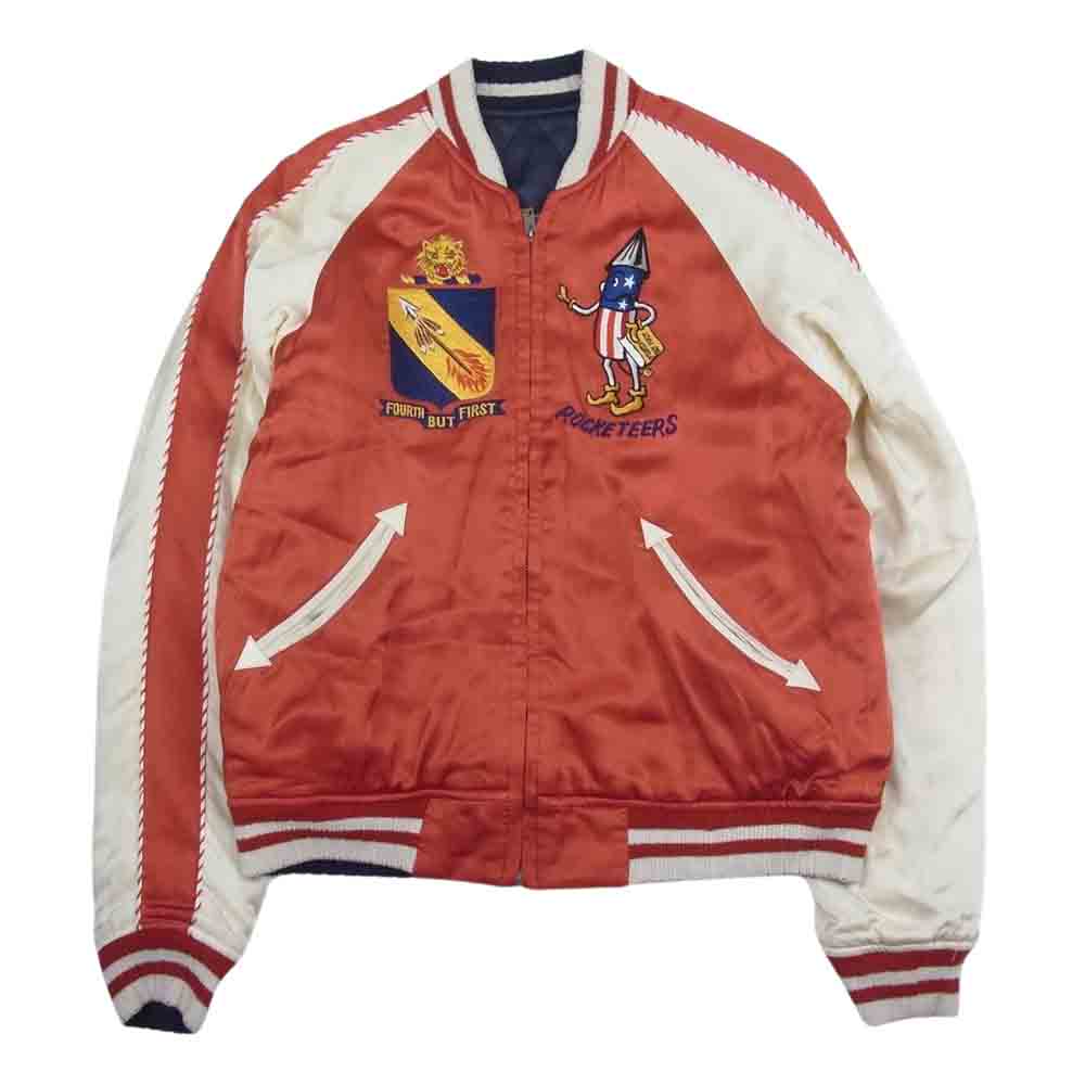 The REAL McCOY'S ザリアルマッコイズ 明仙縫製 Japan 龍 4TH FTR INTCPWing リバーシブル スカジャン オレンジ系 38【中古】