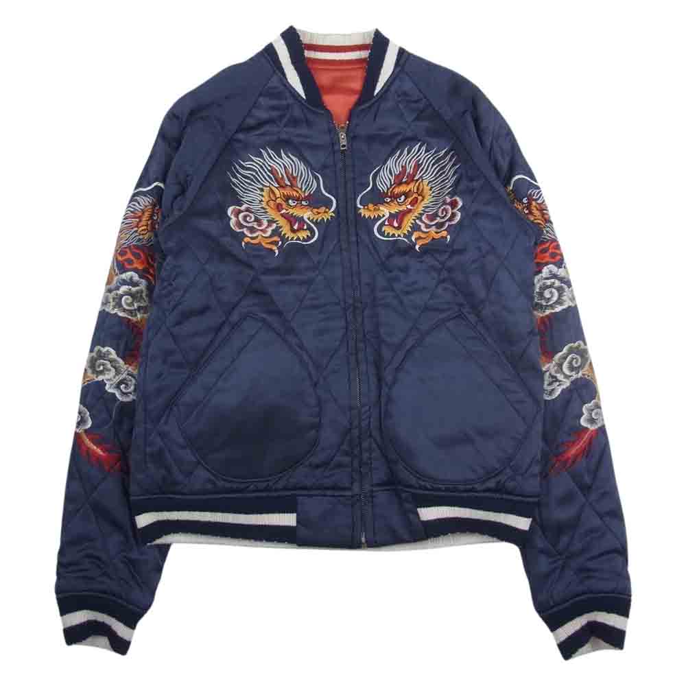 The REAL McCOY'S ザリアルマッコイズ 明仙縫製 Japan 龍 4TH FTR INTCPWing リバーシブル スカジャン オレンジ系 38【中古】