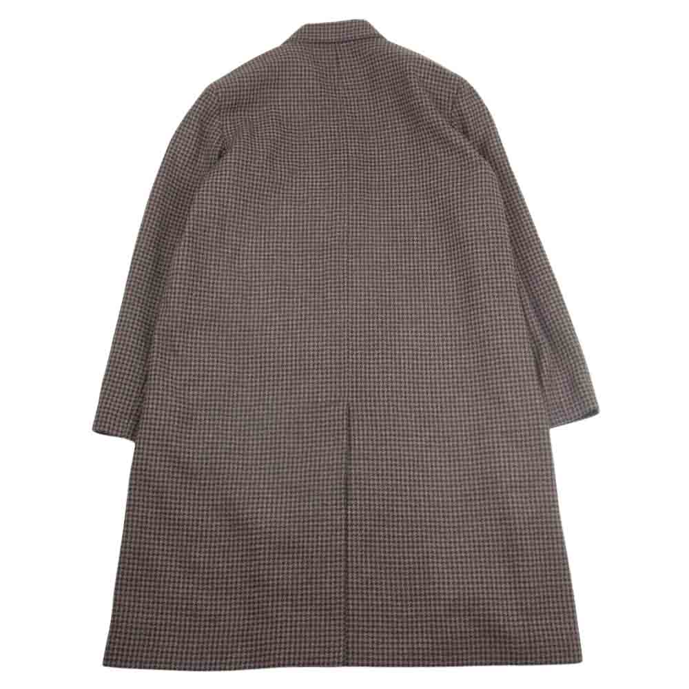 BALENCIAGA バレンシアガ 19AW 583851 TFU07 HOUNDSTOOTH WOOL COAT ハウンズトゥース 千鳥格子柄 ショルダーパッド ウール ステンカラー コート  ブラウン系 44【中古】