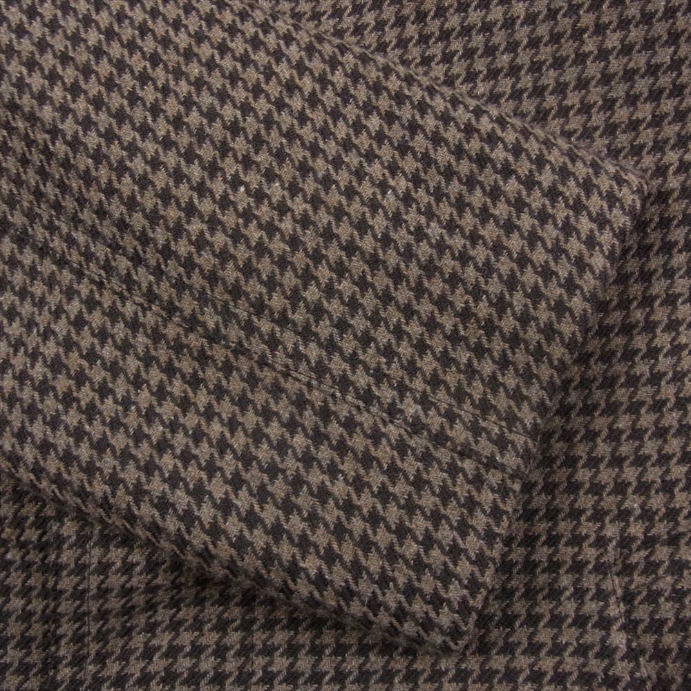 BALENCIAGA バレンシアガ 19AW 583851 TFU07 HOUNDSTOOTH WOOL COAT ハウンズトゥース 千鳥格子柄 ショルダーパッド ウール ステンカラー コート  ブラウン系 44【中古】