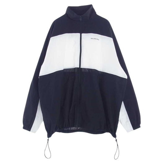 BALENCIAGA バレンシアガ 19SS 571434 TEM21 Zip Up Jacket オールオーバーロゴ トラックジャケット ブラック系 ホワイト系 44【中古】