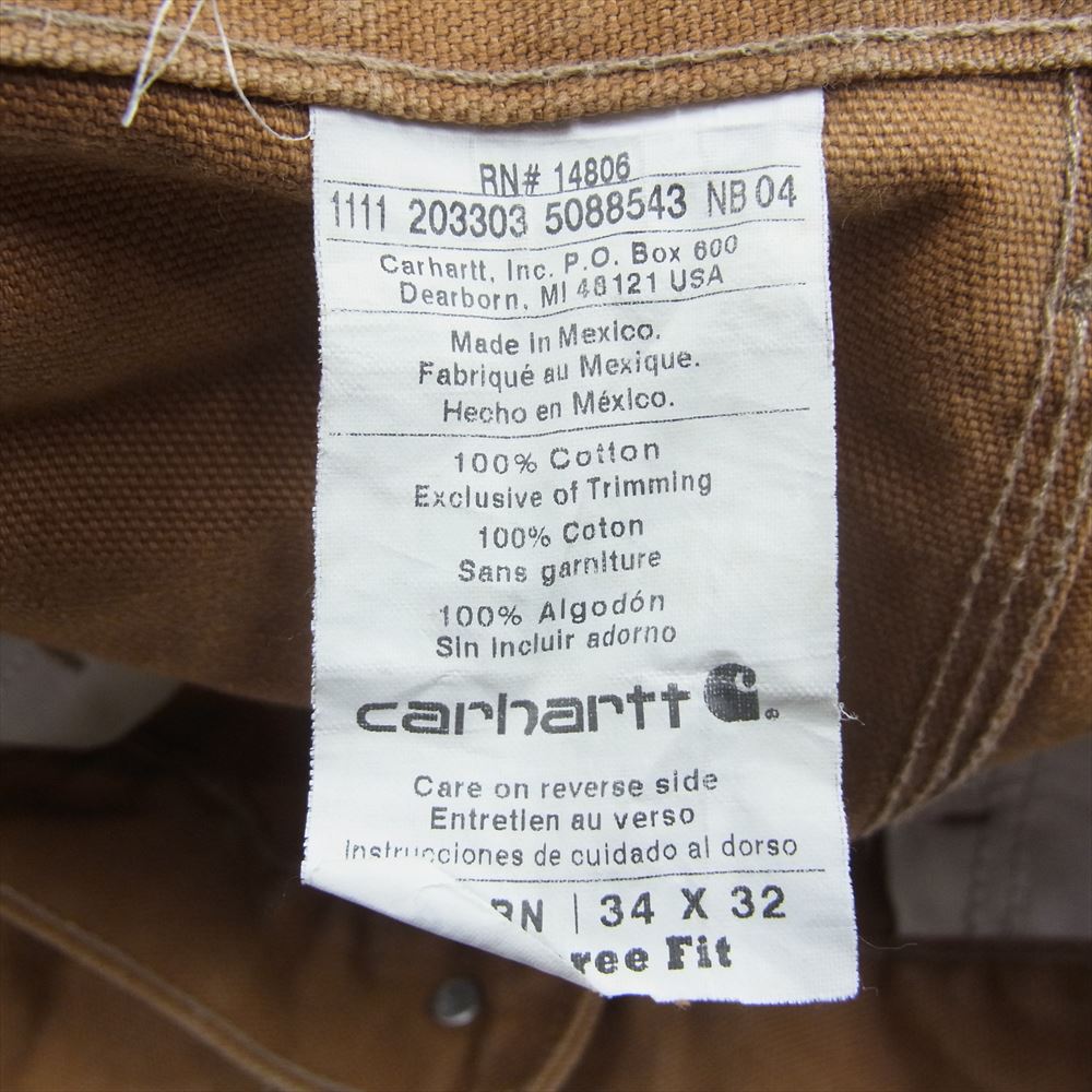 Carhartt カーハート Double Knee Carpenter Pants ダブルニー ダック ペインター　パンツ ブラウン系 34×32【中古】