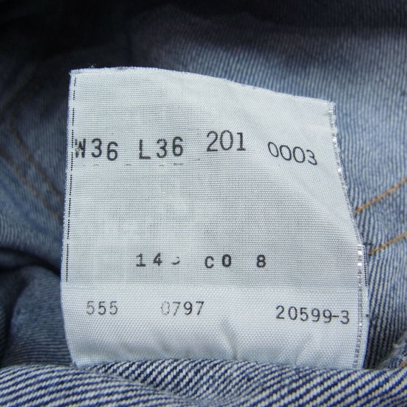 Levi's リーバイス 97年製 バレンシア工場製 201xx デニム パンツ 555刻印 インディゴブルー系 36【中古】