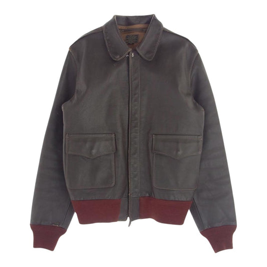 Buzz Rickson's バズリクソンズ M83040 【訳有】 M品番 TYPE A-2 ホースハイド 赤リブ レザー フライト ジャケット ダークブラウン系 38【中古】