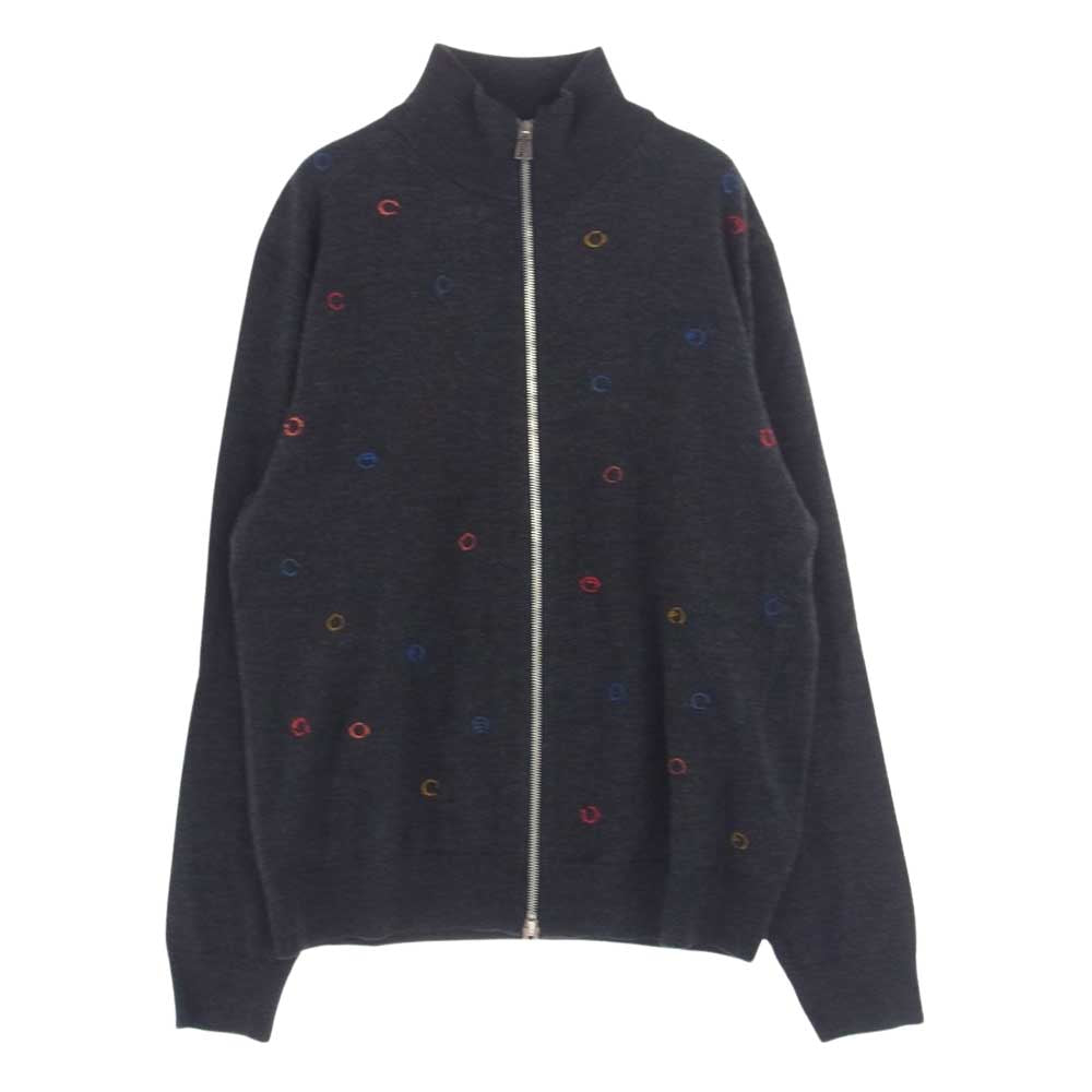 Paul Smith ポール・スミス PY-2M-89074 PS SCRIBBLE SPOT EMBROIDERY WOOL BLOUSON エンブロイダリー フルジップ ダブルジップ ドライバーズニット ジャケット ダークグレー系 L【中古】
