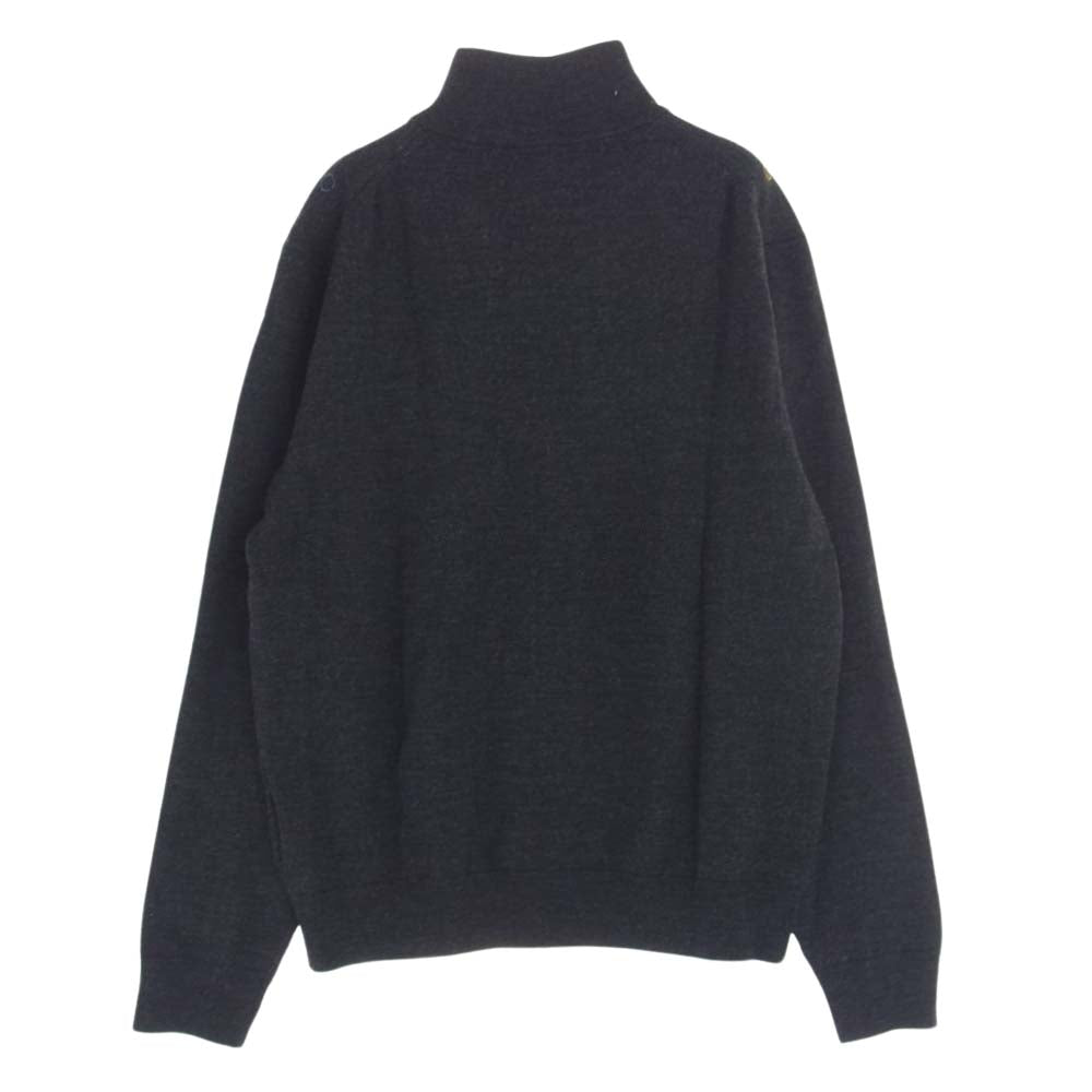 Paul Smith ポール・スミス PY-2M-89074 PS SCRIBBLE SPOT EMBROIDERY WOOL BLOUSON エンブロイダリー フルジップ ダブルジップ ドライバーズニット ジャケット ダークグレー系 L【中古】