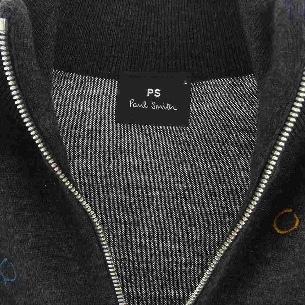 Paul Smith ポール・スミス PY-2M-89074 PS SCRIBBLE SPOT EMBROIDERY WOOL BLOUSON エンブロイダリー フルジップ ダブルジップ ドライバーズニット ジャケット ダークグレー系 L【中古】
