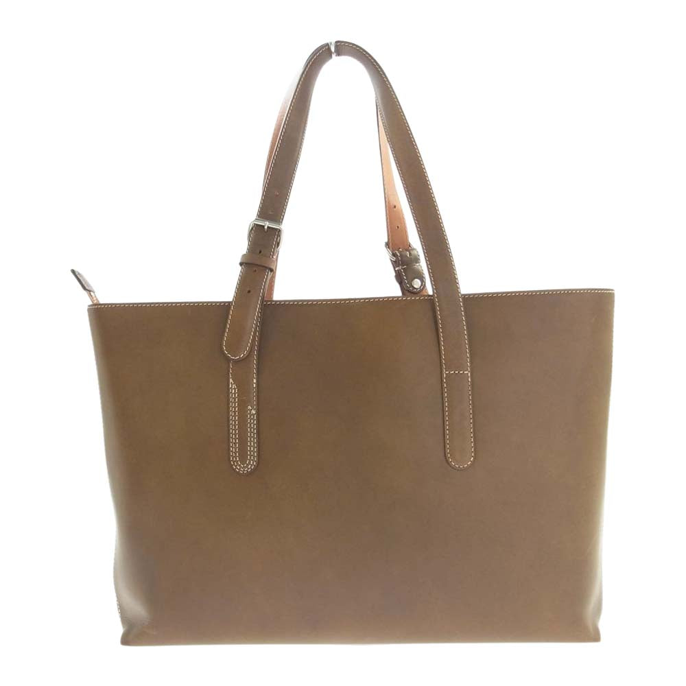 Paul Smith ポール・スミス PSロゴ刻印 PCケース オールレザー ビジネスバッグ トートバッグ ブラウン系 記載カラー　カーキ【中古】