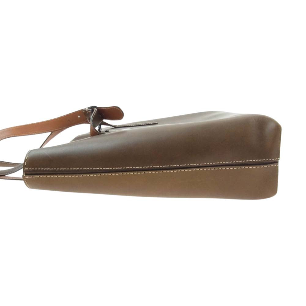Paul Smith ポール・スミス PSロゴ刻印 PCケース オールレザー ビジネスバッグ トートバッグ ブラウン系 記載カラー　カーキ【中古】