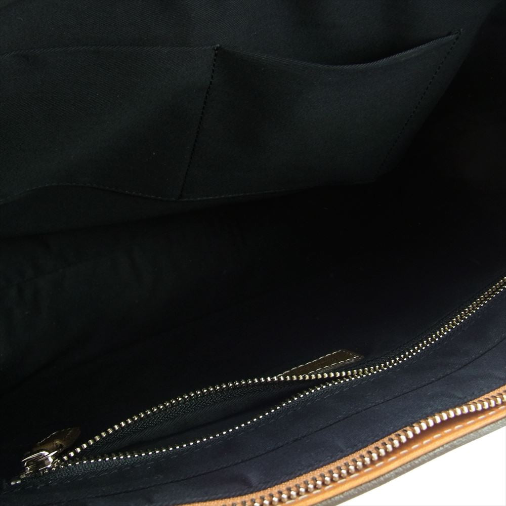 Paul Smith ポール・スミス PSロゴ刻印 PCケース オールレザー ビジネスバッグ トートバッグ ブラウン系 記載カラー　カーキ【中古】
