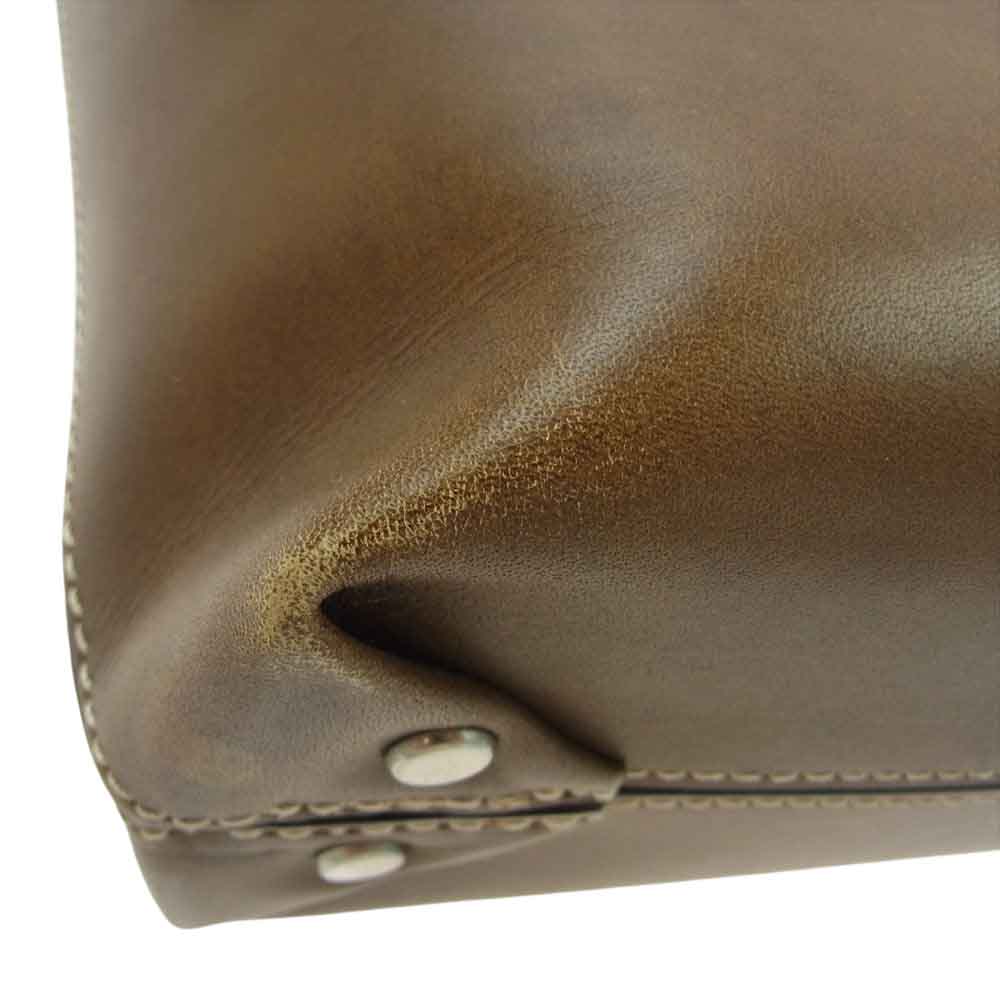 Paul Smith ポール・スミス PSロゴ刻印 PCケース オールレザー ビジネスバッグ トートバッグ ブラウン系 記載カラー　カーキ【中古】