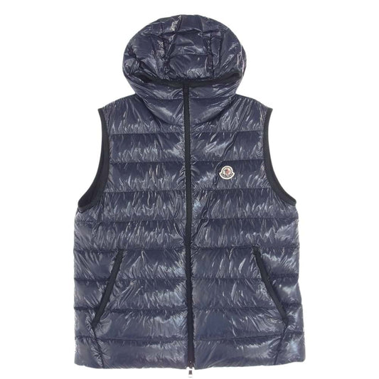 MONCLER モンクレール LAPPE GILET ロゴワッペン フーデッド ダウンベスト ジレ ネイビー系 3【中古】