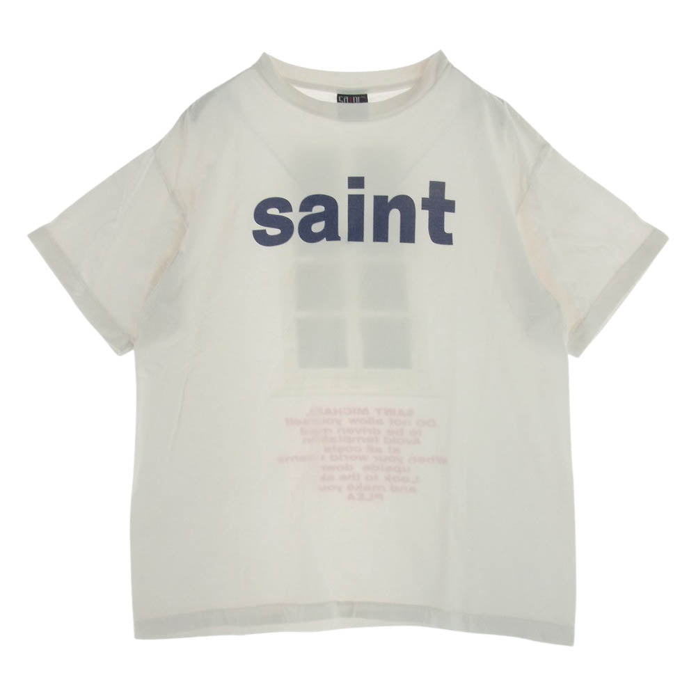 SAINT MICHAEL セントマイケル 21SS SM-S21-0000-001 SS TEE door ドアモチーフ シャツ 半袖 プリント Tシャツ オフホワイト系 XL【中古】