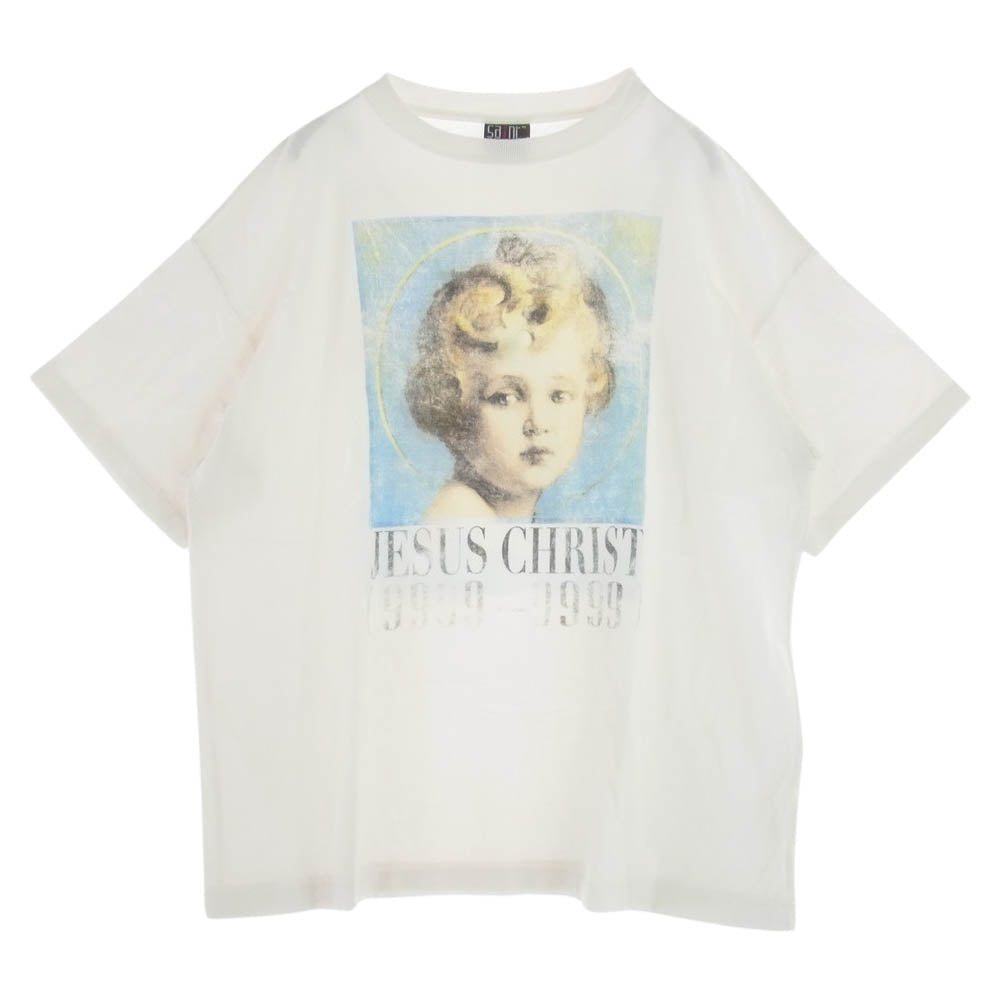 SAINT MICHAEL セントマイケル 20AW SM-A20-0000-003 JESUS CHRIST SHORT SLEEVE TEE キリスト ショート スリーブ Tシャツ プリント 半袖 オフホワイト系 M【中古】
