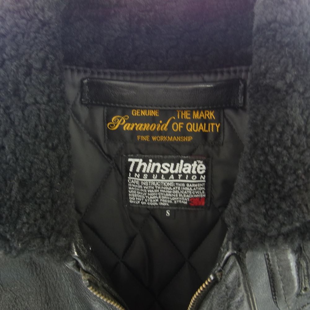 PARANOID パラノイド N1 デッキ レザー ボア ジャケット ブラック系 S【中古】