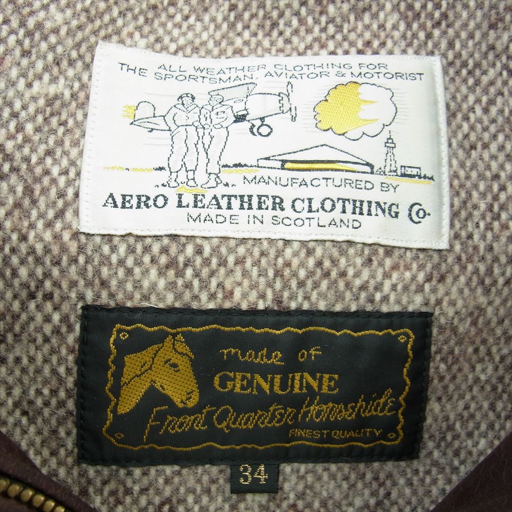 AERO LEATHER エアロレザー ハイウェイマン ホースハイド レザー ライダース ジャケット ブラウン系 34【中古】