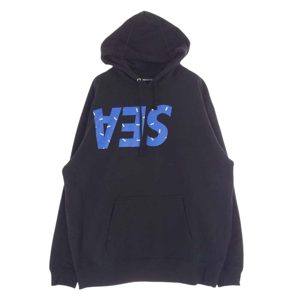WIND AND SEA ウィンダンシー × GOD SELECTION XXX ロゴ 総柄 プリント プルオーバー パーカー ブラック系 L【中古】