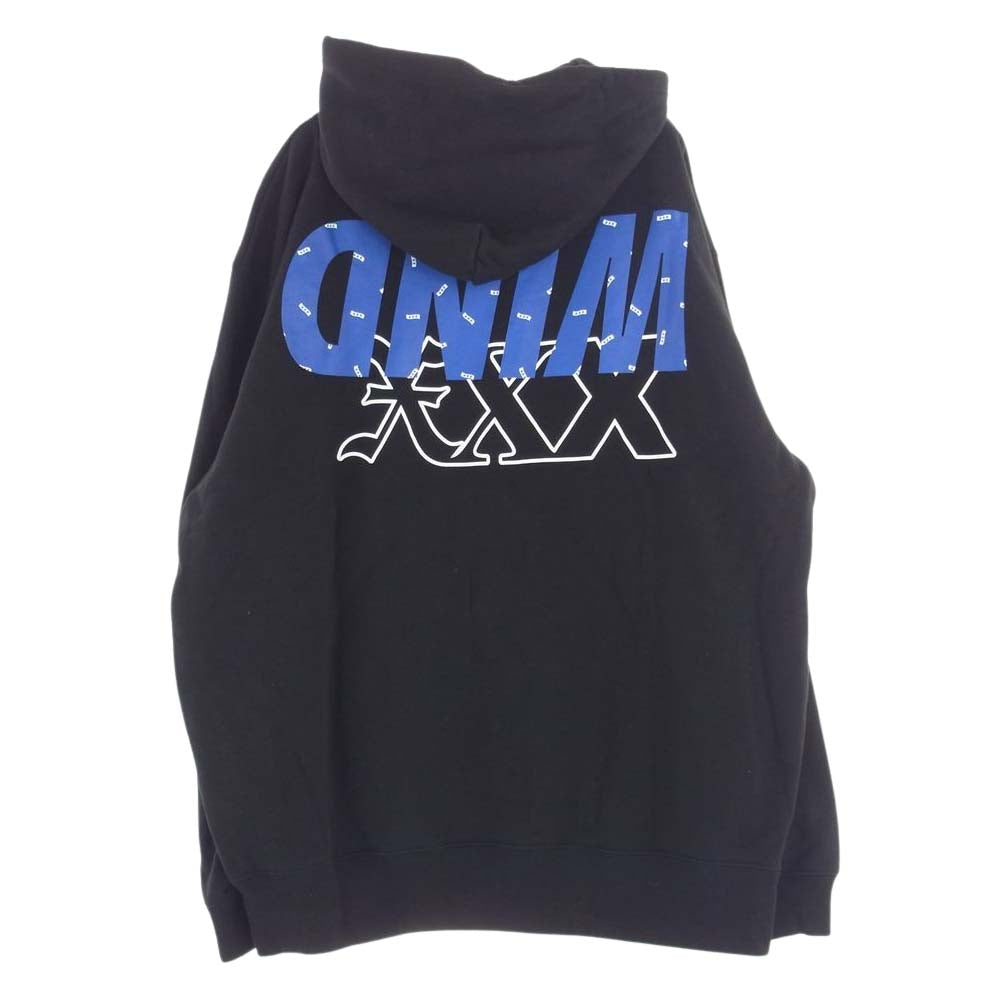 WIND AND SEA ウィンダンシー × GOD SELECTION XXX ロゴ 総柄 プリント プルオーバー パーカー ブラック系 L【中古】