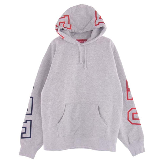 Supreme シュプリーム 22AW State Hooded Sweatshirt ロゴ 刺繍 ステイト フーデッド スウェット プルオーバー パーカー グレー系 Large【美品】【中古】