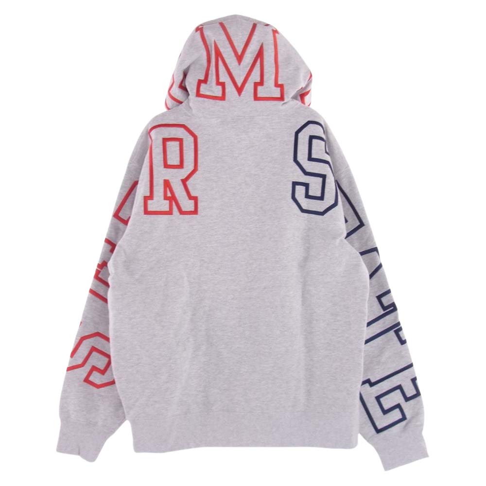 Supreme シュプリーム 22AW State Hooded Sweatshirt ロゴ 刺繍 ステイト フーデッド スウェット プルオーバー パーカー グレー系 Large【美品】【中古】