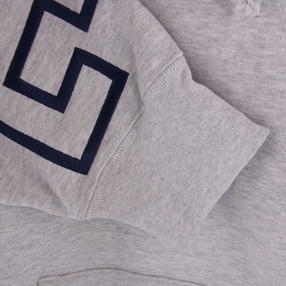 Supreme シュプリーム 22AW State Hooded Sweatshirt ロゴ 刺繍 ステイト フーデッド スウェット プルオーバー パーカー グレー系 Large【美品】【中古】