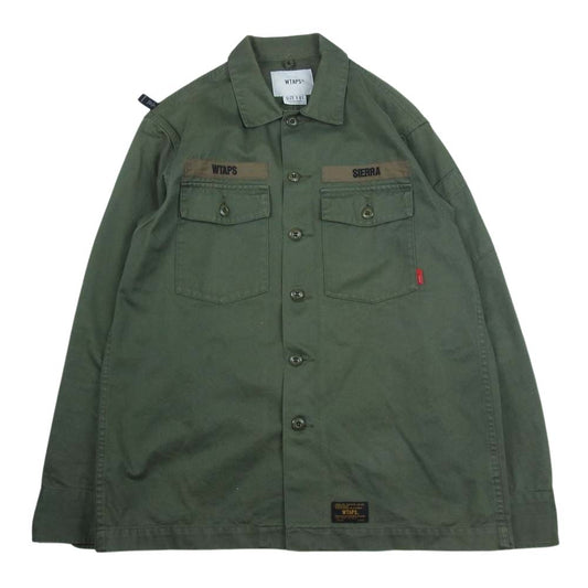 WTAPS ダブルタップス 17AW 172WVDT-SHM01 BUDS LS 01 / SHIRT. COTTON. TWILL. コットン ツイル ミリタリー シャツ カーキ系 01【中古】