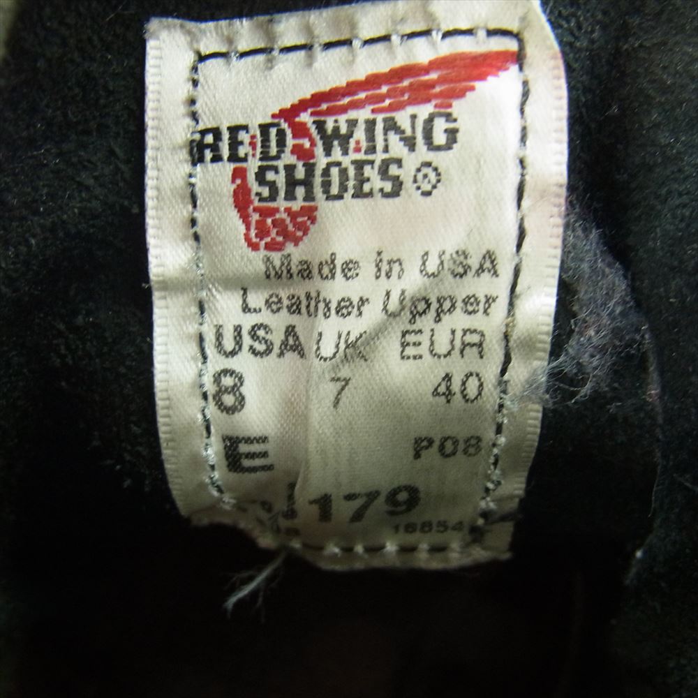 RED WING レッドウィング 8179 アイリッシュセッター 6インチ クラシック ワークブーツ ブラック系 US8【中古】