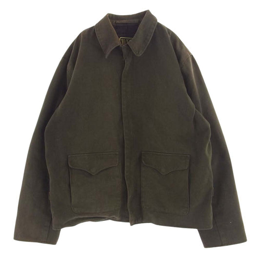 ウェステッドレザー コットンツイル フルジップ ジャケット チャコール系 44【中古】