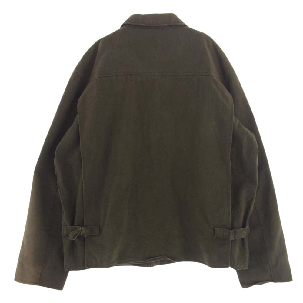 ウェステッドレザー コットンツイル フルジップ ジャケット チャコール系 44【中古】