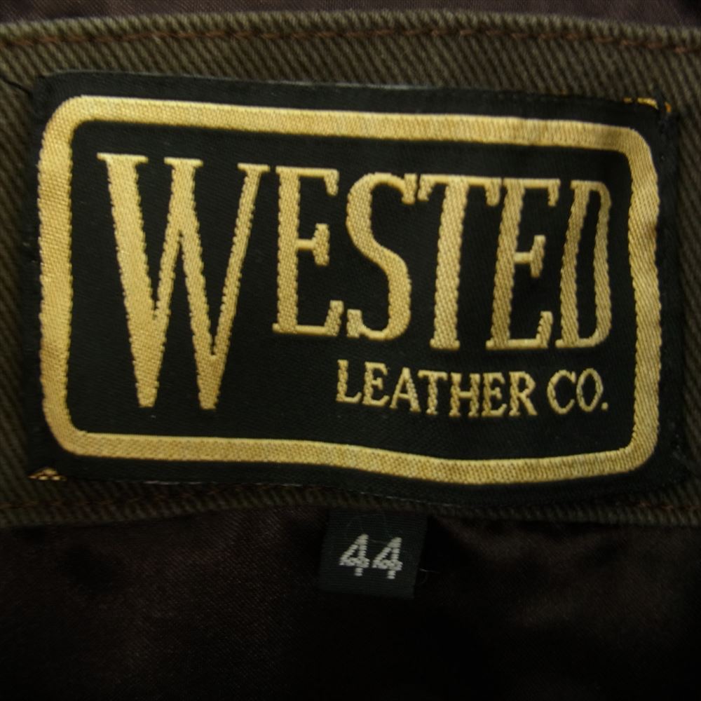 ウェステッドレザー コットンツイル フルジップ ジャケット チャコール系 44【中古】