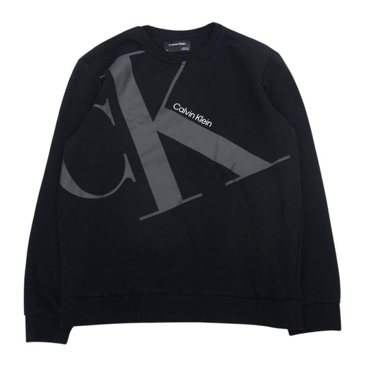 カルバンクライン クルーネック ビッグロゴプリント スウェット トレーナー ブラック系 L【中古】