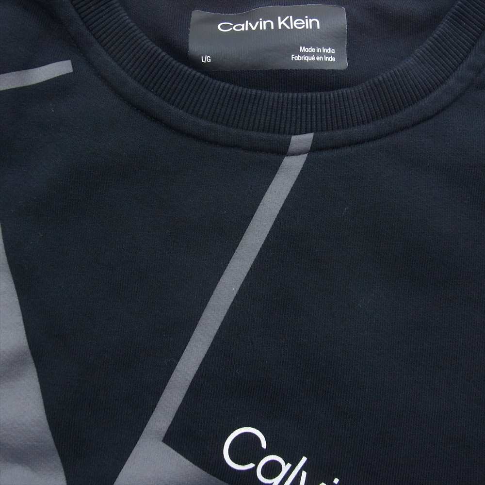 カルバンクライン クルーネック ビッグロゴプリント スウェット トレーナー ブラック系 L【中古】