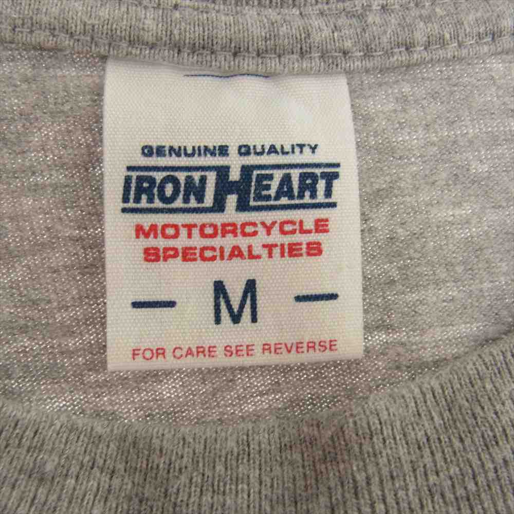 IRON HEART アイアンハート IHT-1604 スカル ピストン 半袖 Tシャツ グレー系 M【中古】