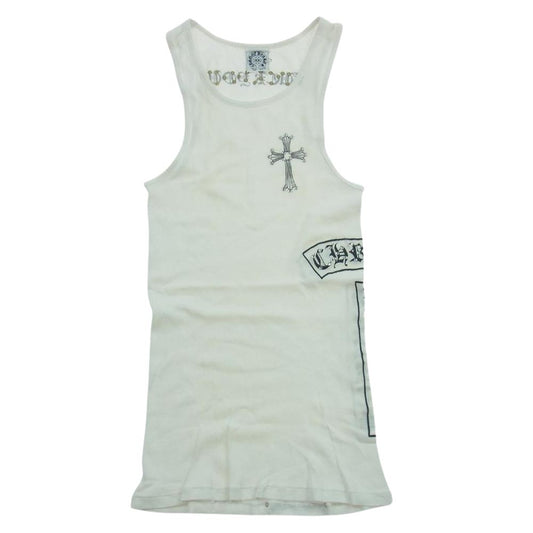 CHROME HEARTS クロムハーツ（原本無） CHクロス ラインストーン タンクトップ ホワイト系 M【中古】