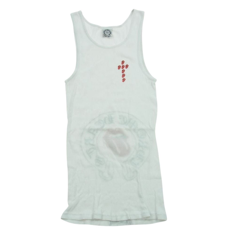 CHROME HEARTS クロムハーツ（原本無） リップ＆タン リップアンドタン ホースシュープリント クロス タンクトップ ホワイト系 M【中古】