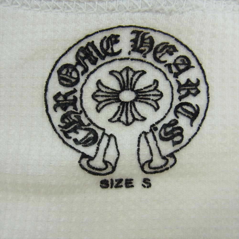 CHROME HEARTS クロムハーツ（原本無） フローラルクロスプリント スクロールラベル ワッフル サーマル 長袖 カットソー ホワイト系 S【中古】