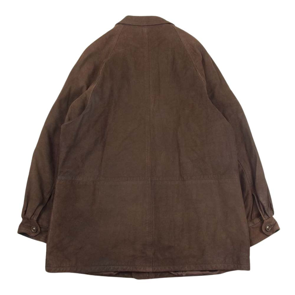 COACH コーチ オールド Genuine Leather 比翼ジップ ウッド ボタン レザー ジャケット  ブラウン系 M【中古】