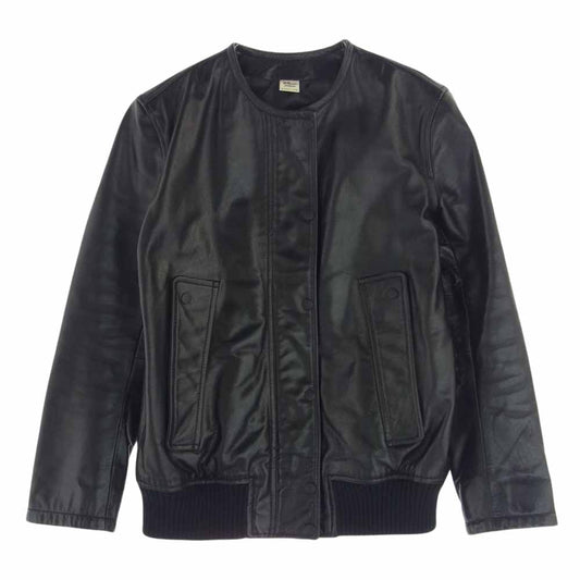 Ron Herman ロンハーマン 611040024-1071 ノーカラー レザー ブルゾン ジャケット ブラック系 XS【中古】
