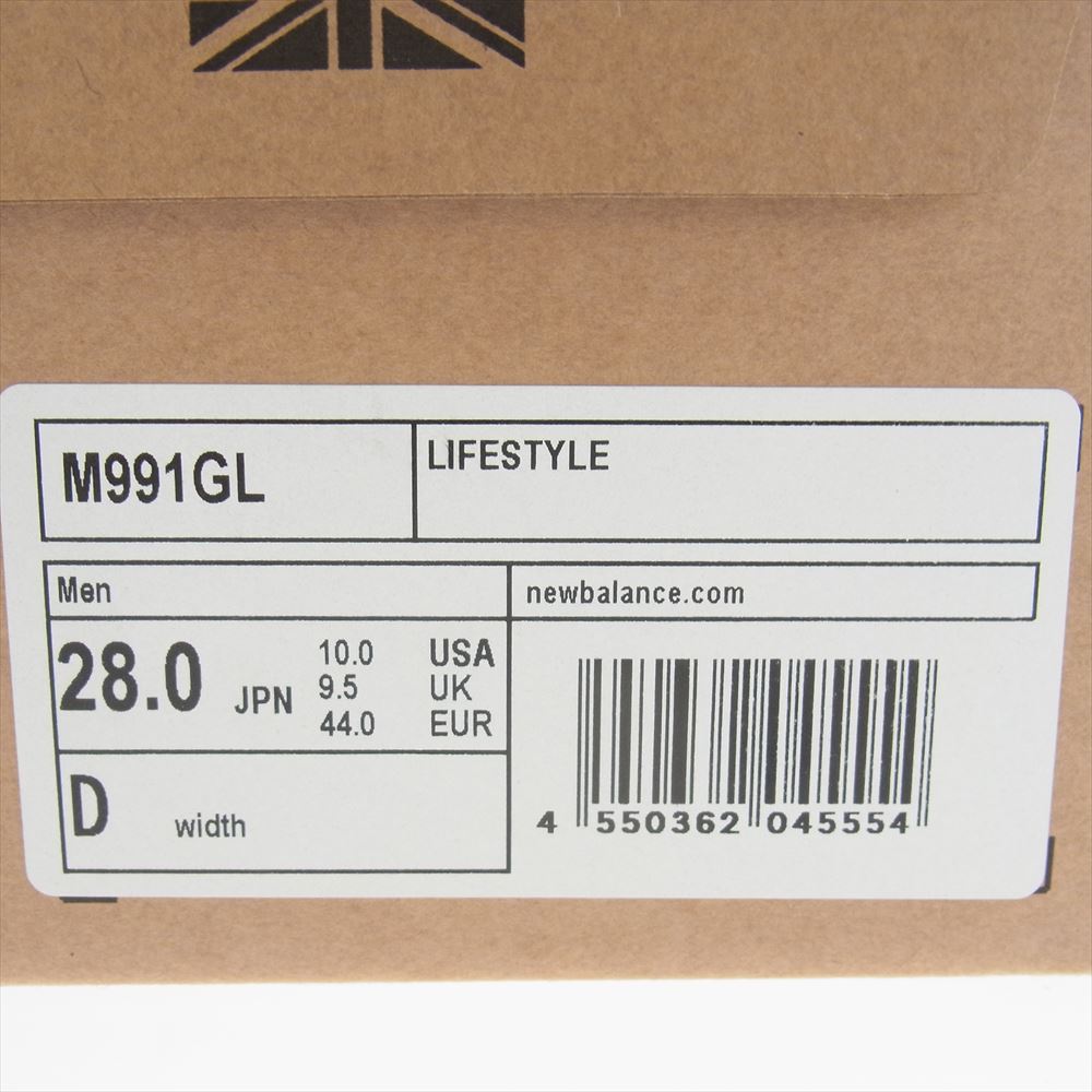 NEW BALANCE ニューバランス M991 GL 991 Gray スニーカー グレー系 ダークグレー系 ホワイト系 28cm【中古】