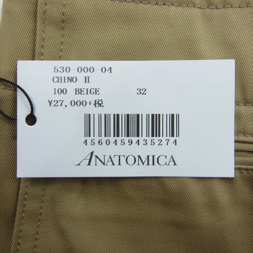 ANATOMICA アナトミカ 530-000-04 CHINO2 ボタンフライ チノパンツ ベージュ系 32【新古品】【未使用】【中古】