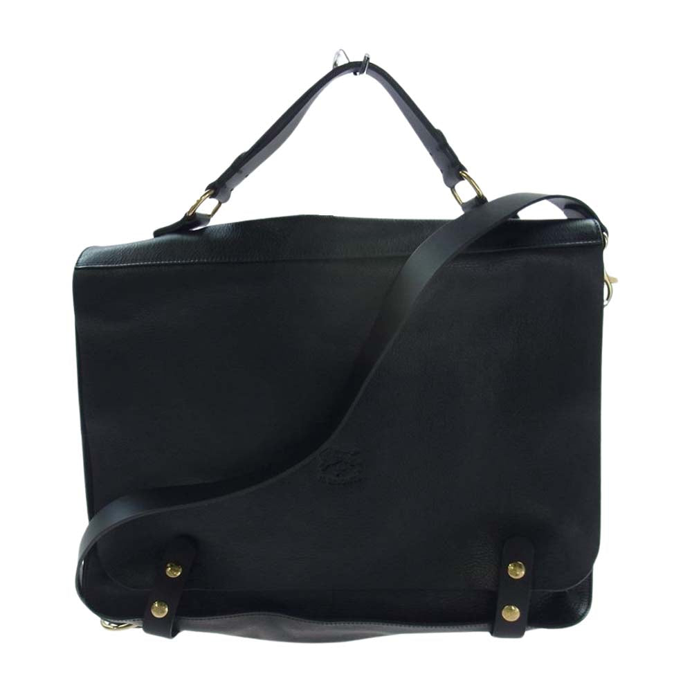 IL BISONTE イルビゾンテ BBC026 イタリア製 COWHIDE LEATHER カウハイドレザー ショルダーバッグ  ブラック系【美品】【中古】