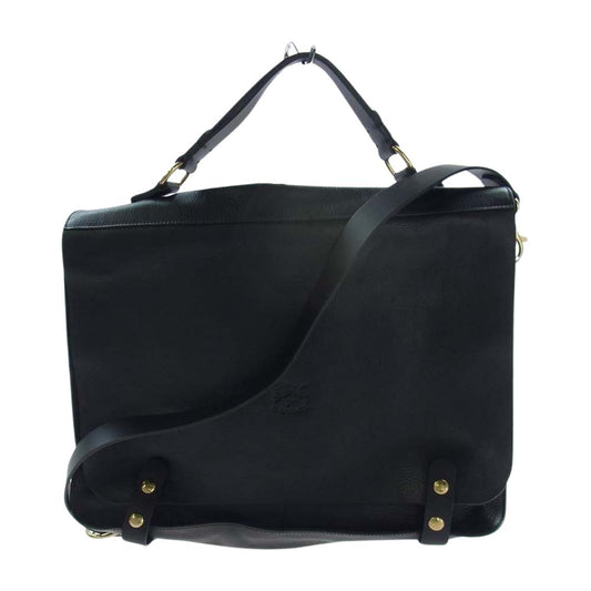IL BISONTE イルビゾンテ BBC026 イタリア製 COWHIDE LEATHER カウハイドレザー ショルダーバッグ  ブラック系【美品】【中古】
