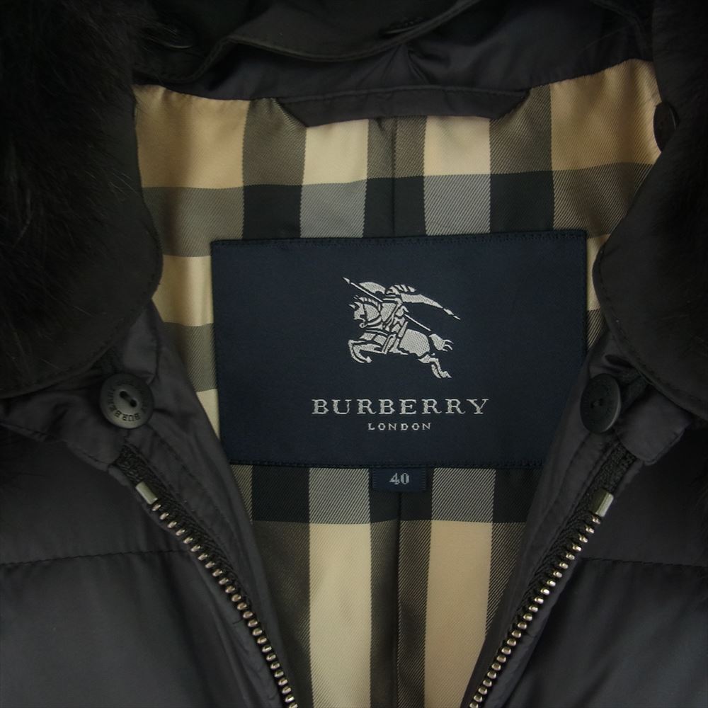 BURBERRY バーバリー 裏地チェックノバ ファー ダウン コート ジャケット ブラック系 40【中古】