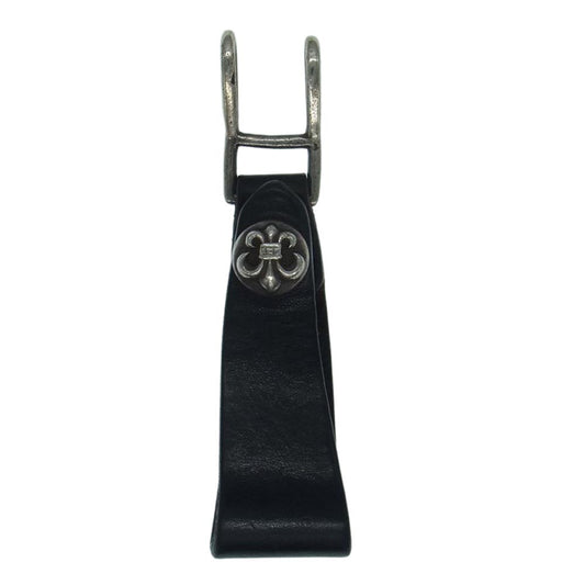 CHROME HEARTS クロムハーツ（原本無） BELT LOOP フレア ボタン レザー ダブル ベルトループ ブラック系 シルバー系【中古】