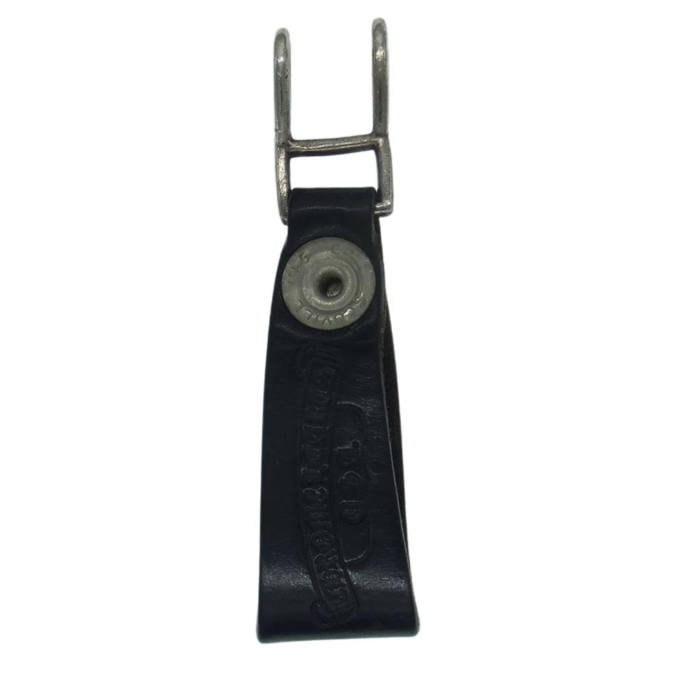 CHROME HEARTS クロムハーツ（原本無） BELT LOOP フレア ボタン レザー ダブル ベルトループ ブラック系 シルバー系【中古】