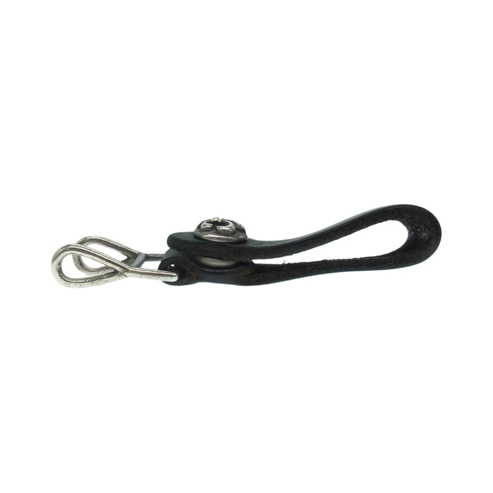 CHROME HEARTS クロムハーツ（原本無） BELT LOOP フレア ボタン レザー ダブル ベルトループ ブラック系 シルバー系【中古】