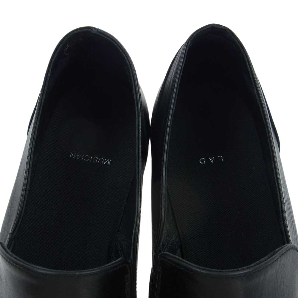 LAD MUSICIAN ラッドミュージシャン 2114-911 難有り SIDE GORE SLIP-ON サイドゴア スリッポン ラウンドトゥ レザー シューズ ブラック系 表記無し インソール実寸サイズ約27cm【中古】