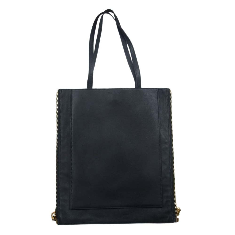 MARNI マルニ サイド ジップ レザー トート バッグ ブラック系【中古】