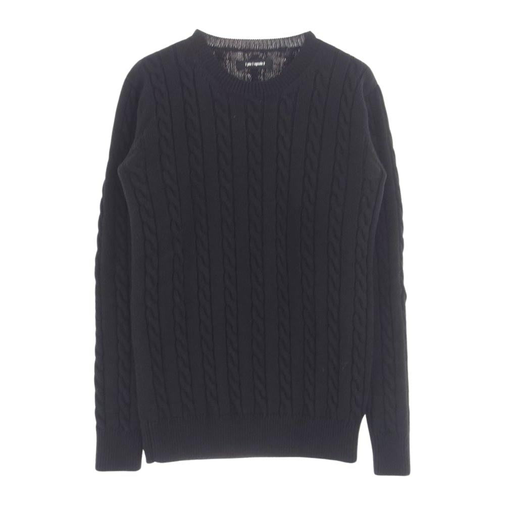 1piu1uguale3 ウノピュウノウグァーレトレ MRK136 CASHWOOL CABLE CREW ケーブル ウール ニット ブラック系 4(M)【美品】【中古】